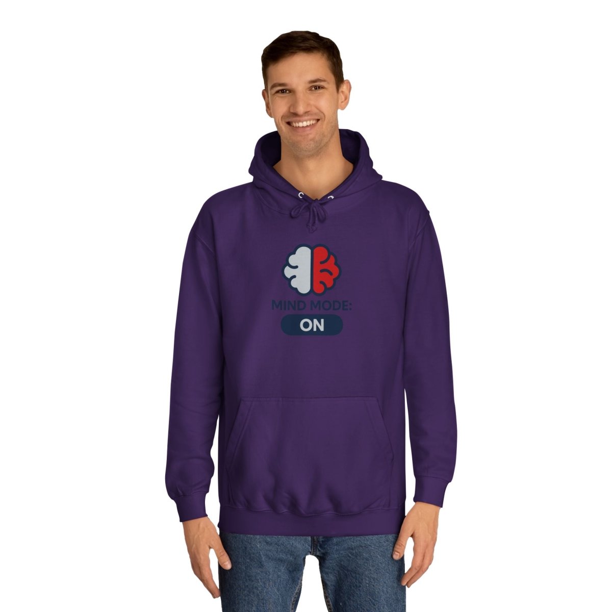 "Mind Mode On" Unisex College Hoodie, Hoodie for Students, College Apparel, Gift for Graduates, Casual Wear - AI Tee Hero