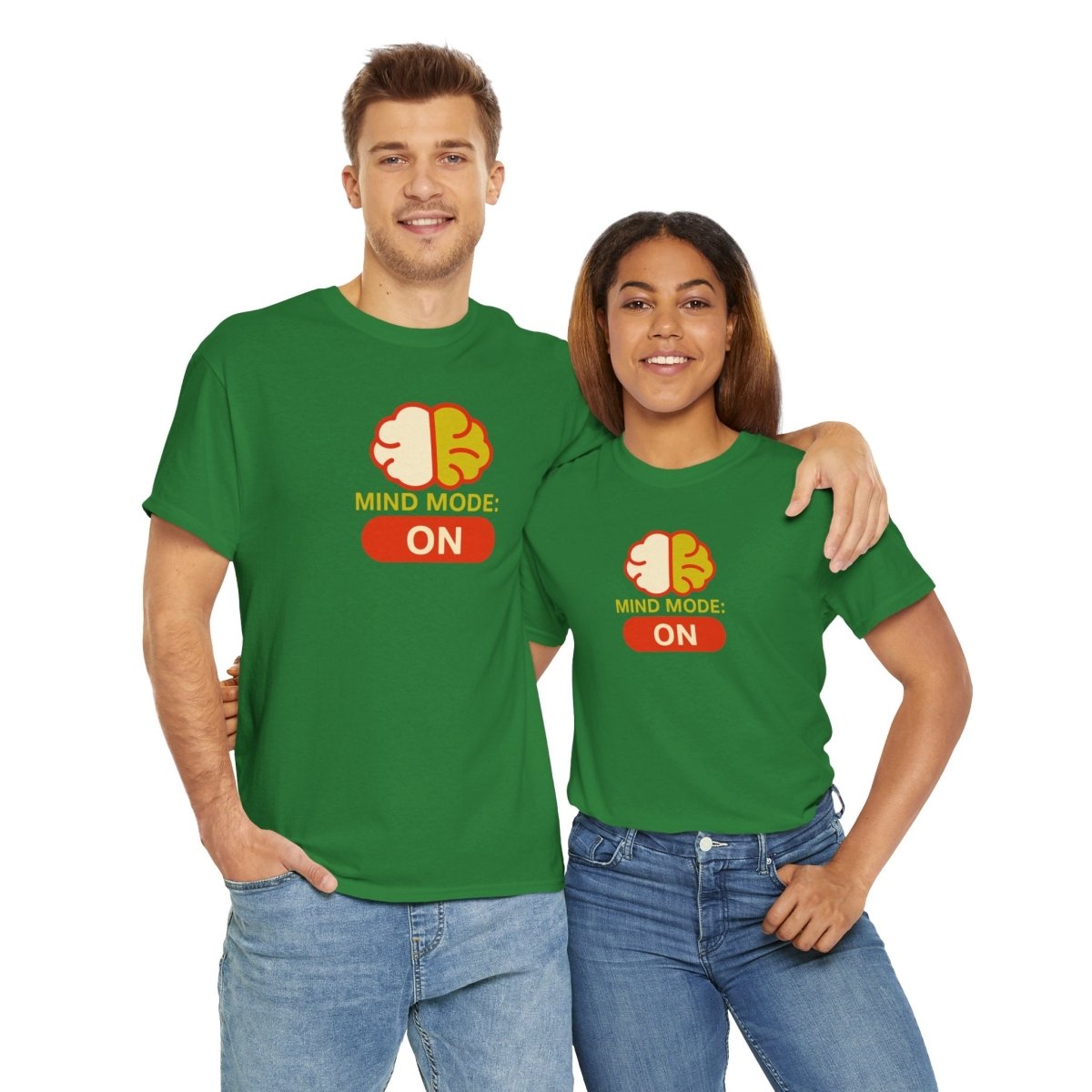 "Mind Mode: ON" Unisex Heavy Cotton Tee, Casual Shirt, Gift for Students, Motivational Apparel, Unique Graphic Tee CW - 1 Yellow Orange - AI Tee Hero