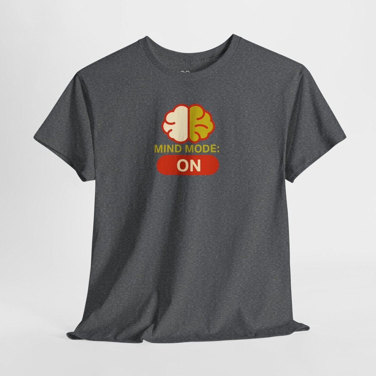 "Mind Mode: ON" Unisex Heavy Cotton Tee, Casual Shirt, Gift for Students, Motivational Apparel, Unique Graphic Tee CW - 1 Yellow Orange - AI Tee Hero