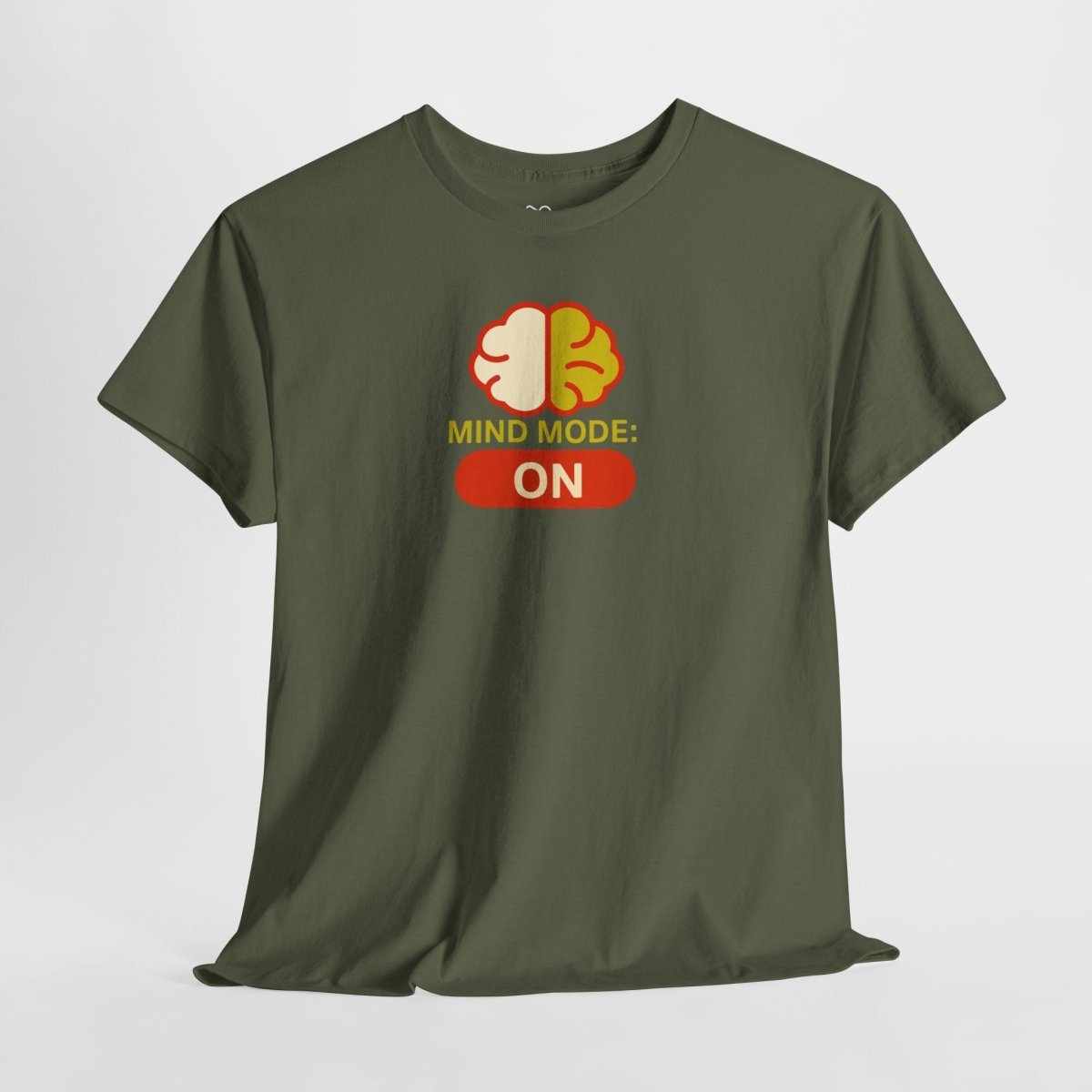 "Mind Mode: ON" Unisex Heavy Cotton Tee, Casual Shirt, Gift for Students, Motivational Apparel, Unique Graphic Tee CW - 1 Yellow Orange - AI Tee Hero