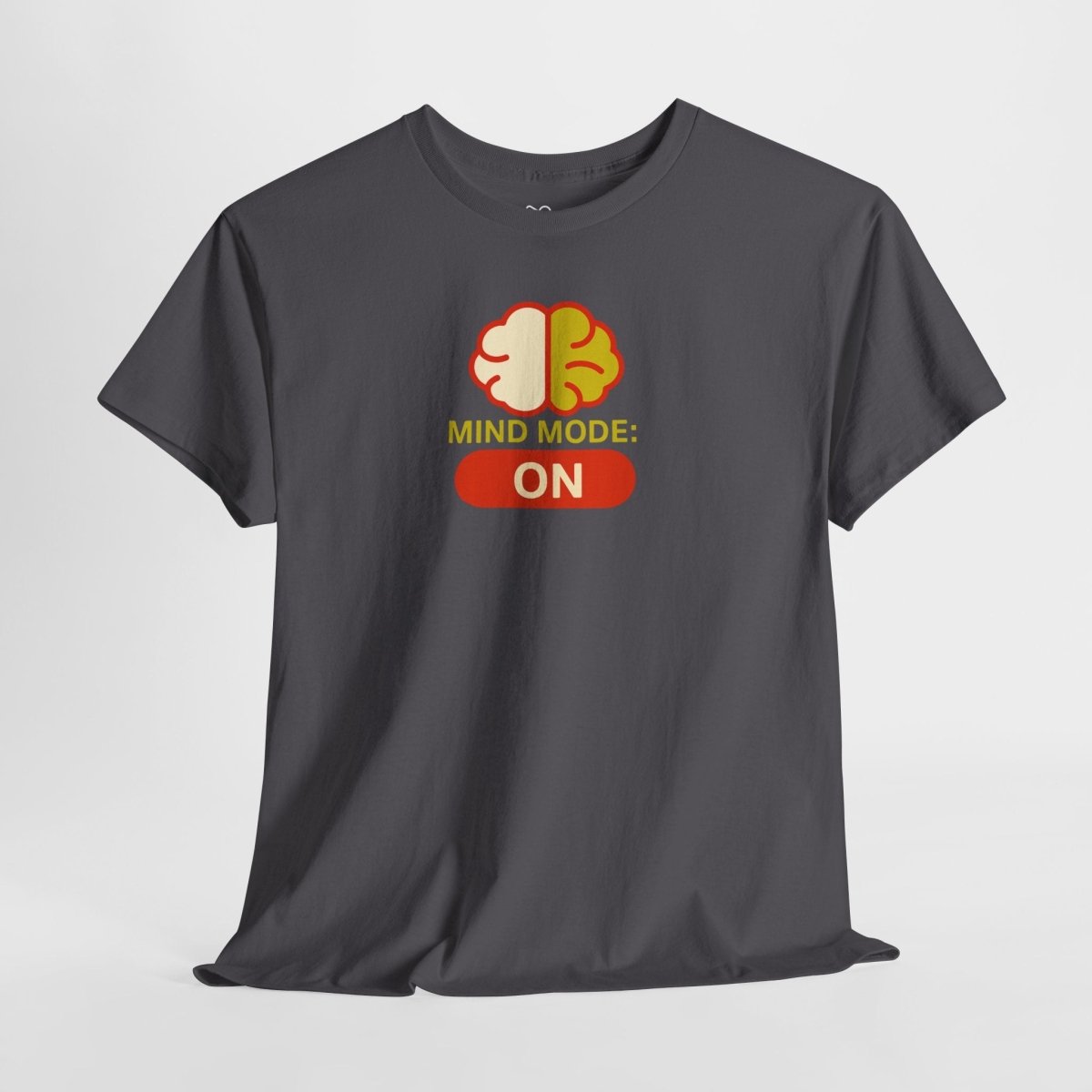 "Mind Mode: ON" Unisex Heavy Cotton Tee, Casual Shirt, Gift for Students, Motivational Apparel, Unique Graphic Tee CW - 1 Yellow Orange - AI Tee Hero