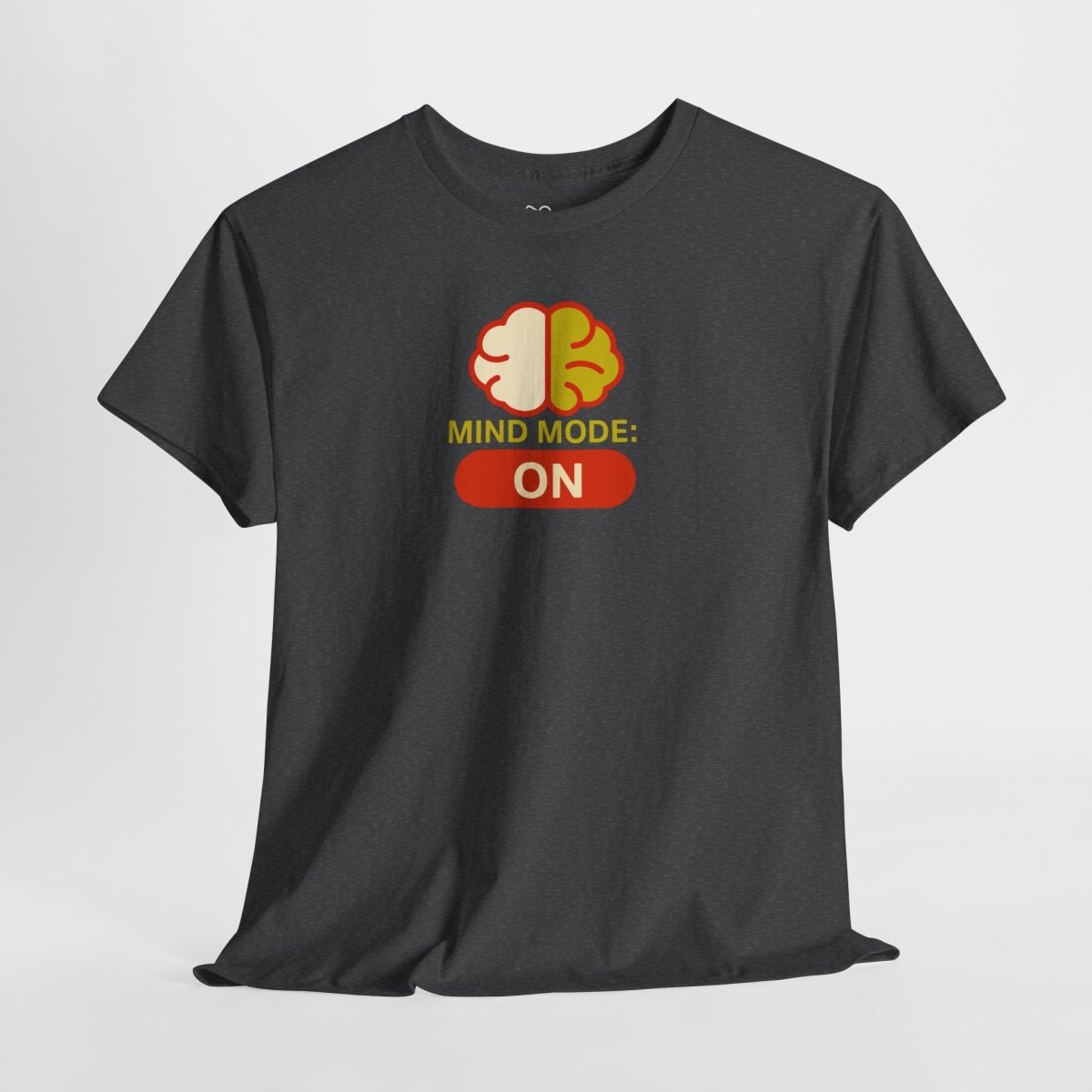 "Mind Mode: ON" Unisex Heavy Cotton Tee, Casual Shirt, Gift for Students, Motivational Apparel, Unique Graphic Tee CW - 1 Yellow Orange - AI Tee Hero