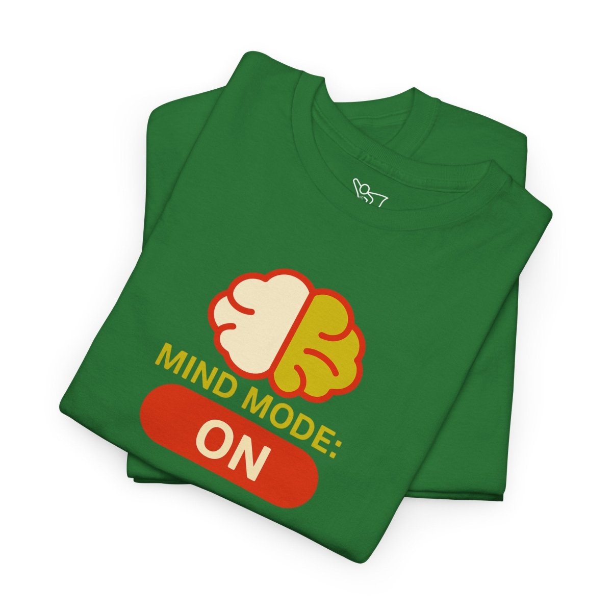 "Mind Mode: ON" Unisex Heavy Cotton Tee, Casual Shirt, Gift for Students, Motivational Apparel, Unique Graphic Tee CW - 1 Yellow Orange - AI Tee Hero