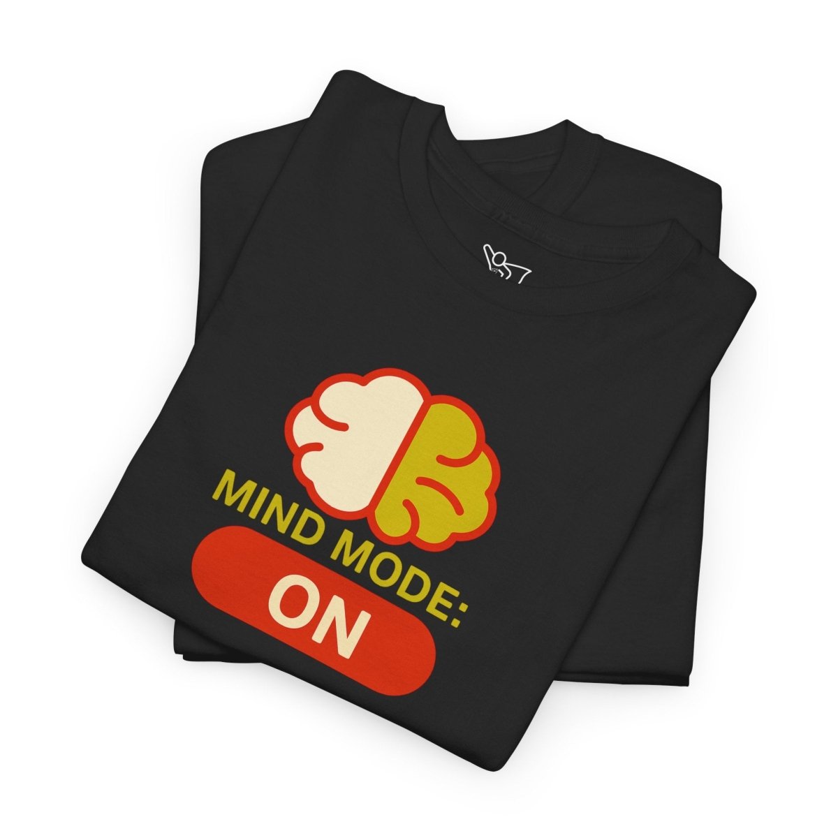 "Mind Mode: ON" Unisex Heavy Cotton Tee, Casual Shirt, Gift for Students, Motivational Apparel, Unique Graphic Tee CW - 1 Yellow Orange - AI Tee Hero