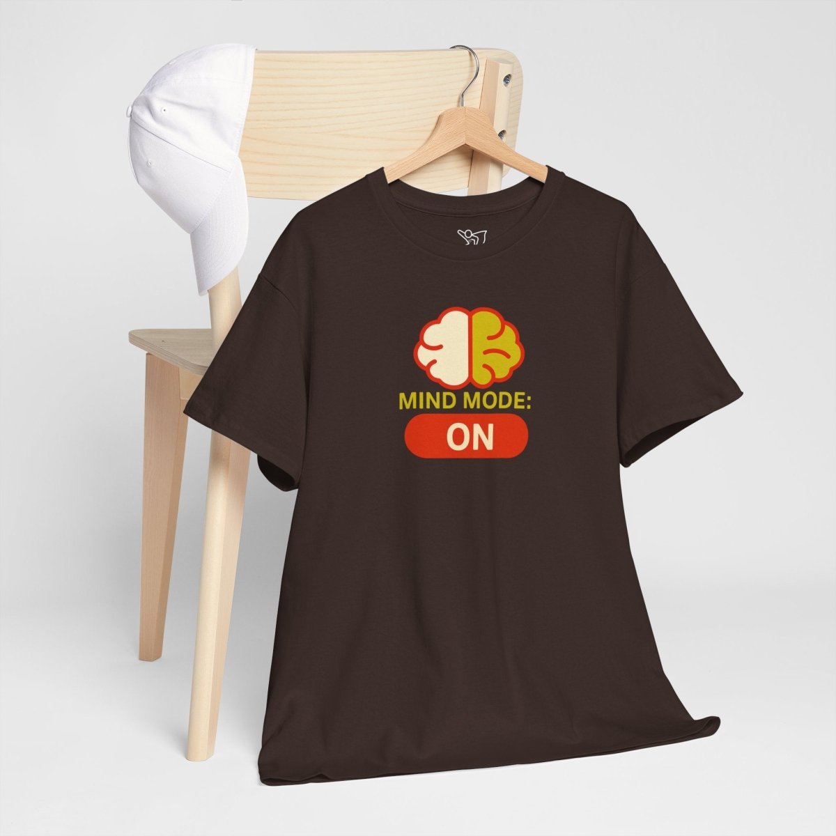 "Mind Mode: ON" Unisex Heavy Cotton Tee, Casual Shirt, Gift for Students, Motivational Apparel, Unique Graphic Tee CW - 1 Yellow Orange - AI Tee Hero