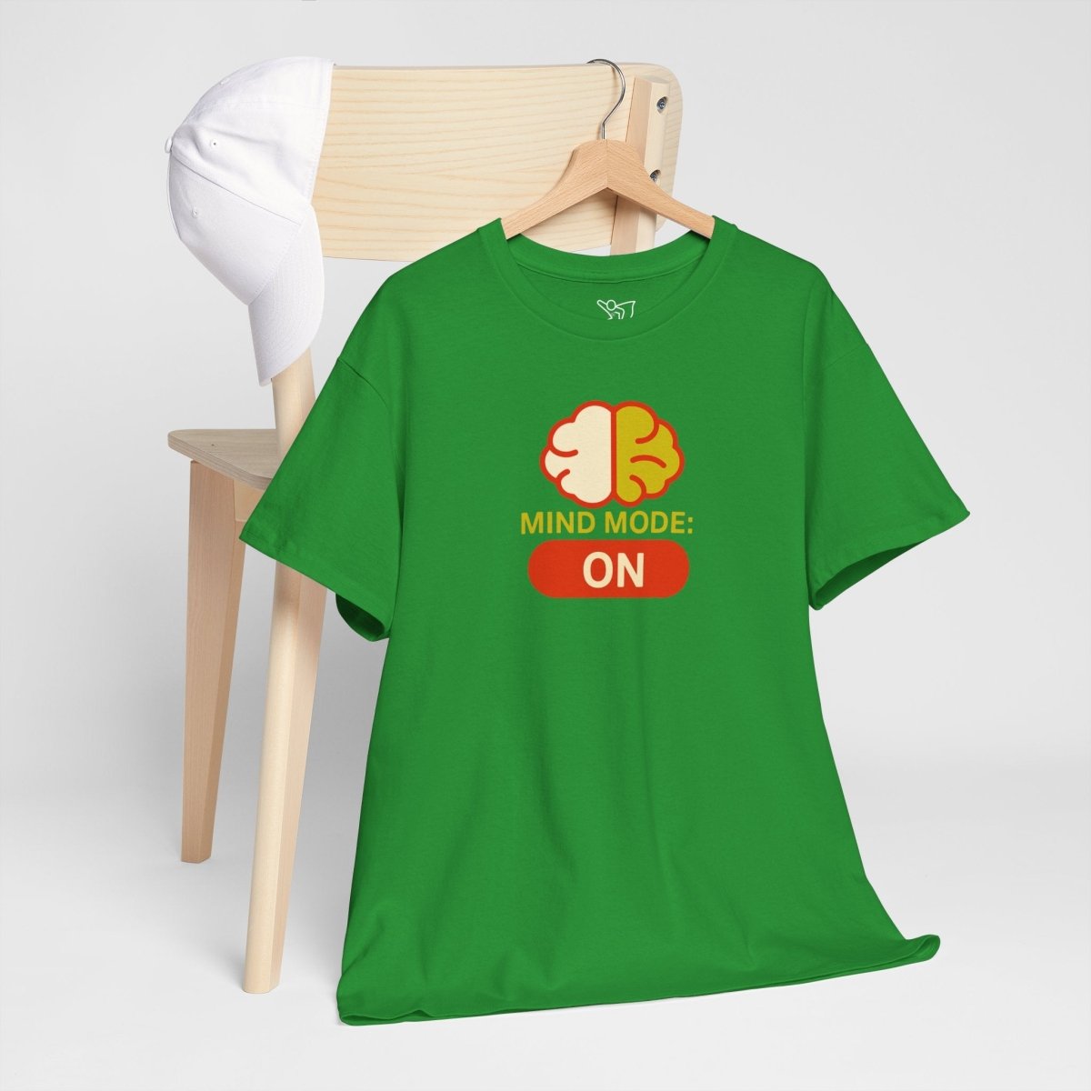 "Mind Mode: ON" Unisex Heavy Cotton Tee, Casual Shirt, Gift for Students, Motivational Apparel, Unique Graphic Tee CW - 1 Yellow Orange - AI Tee Hero