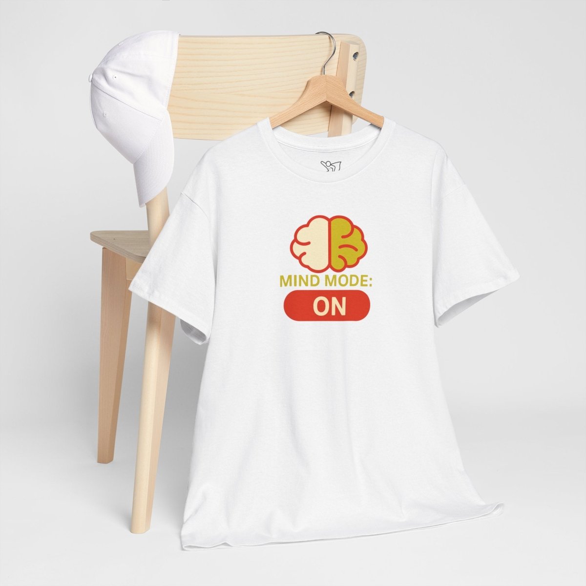 "Mind Mode: ON" Unisex Heavy Cotton Tee, Casual Shirt, Gift for Students, Motivational Apparel, Unique Graphic Tee CW - 1 Yellow Orange - AI Tee Hero