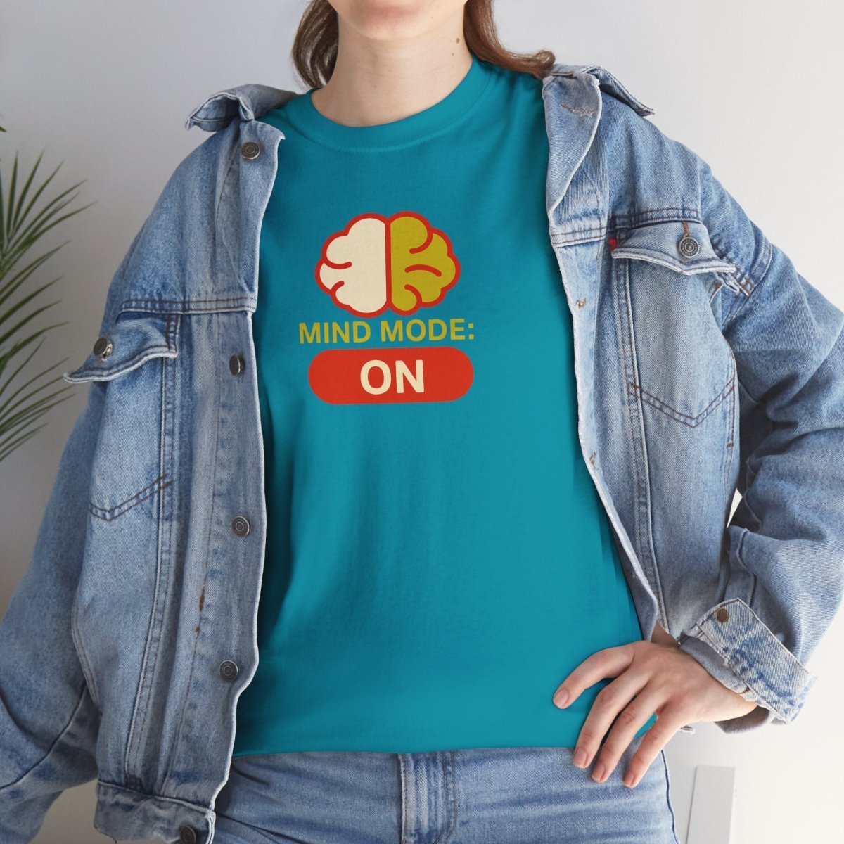 "Mind Mode: ON" Unisex Heavy Cotton Tee, Casual Shirt, Gift for Students, Motivational Apparel, Unique Graphic Tee CW - 1 Yellow Orange - AI Tee Hero