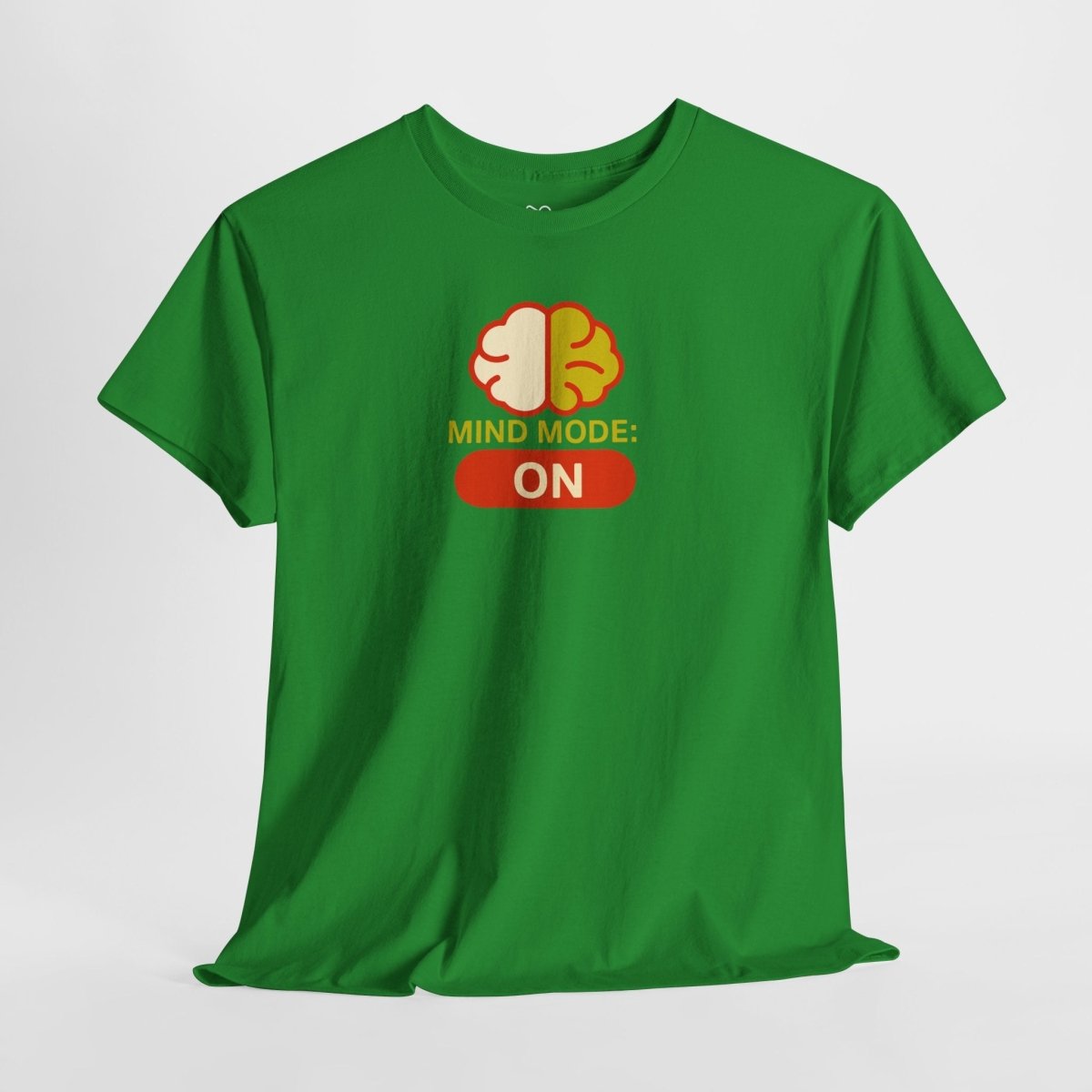 "Mind Mode: ON" Unisex Heavy Cotton Tee, Casual Shirt, Gift for Students, Motivational Apparel, Unique Graphic Tee CW - 1 Yellow Orange - AI Tee Hero