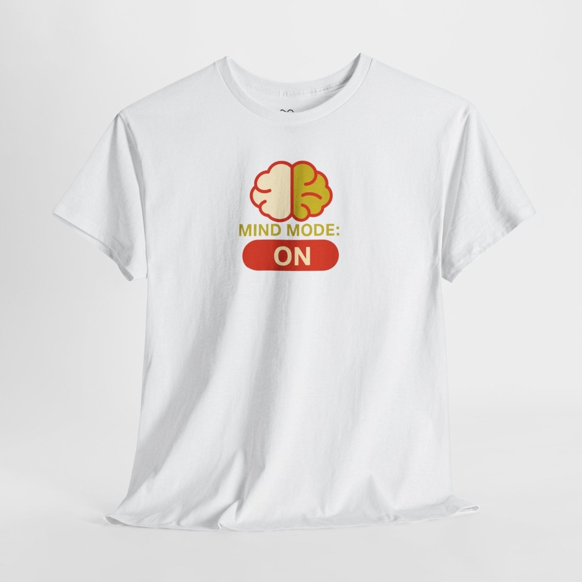 "Mind Mode: ON" Unisex Heavy Cotton Tee, Casual Shirt, Gift for Students, Motivational Apparel, Unique Graphic Tee CW - 1 Yellow Orange - AI Tee Hero