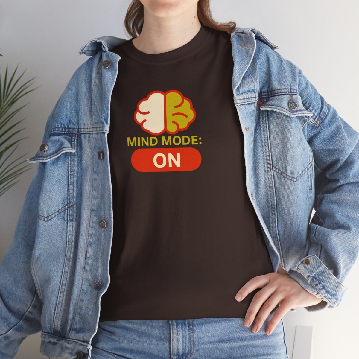 "Mind Mode: ON" Unisex Heavy Cotton Tee, Casual Shirt, Gift for Students, Motivational Apparel, Unique Graphic Tee CW - 1 Yellow Orange - AI Tee Hero