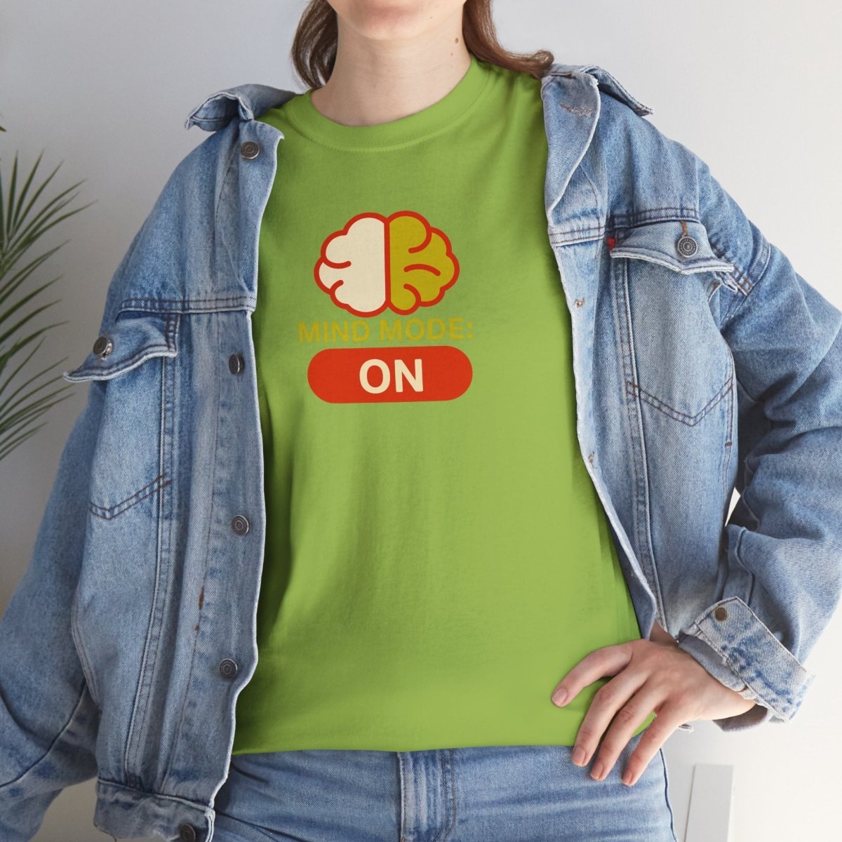 "Mind Mode: ON" Unisex Heavy Cotton Tee, Casual Shirt, Gift for Students, Motivational Apparel, Unique Graphic Tee CW - 1 Yellow Orange - AI Tee Hero