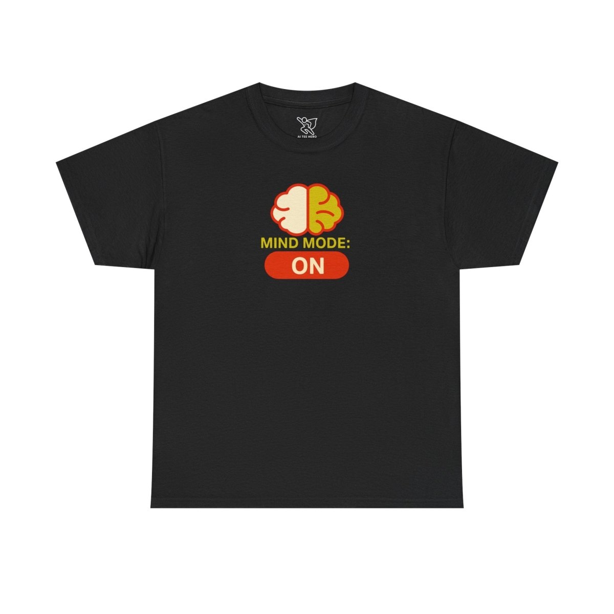 "Mind Mode: ON" Unisex Heavy Cotton Tee, Casual Shirt, Gift for Students, Motivational Apparel, Unique Graphic Tee CW - 1 Yellow Orange - AI Tee Hero