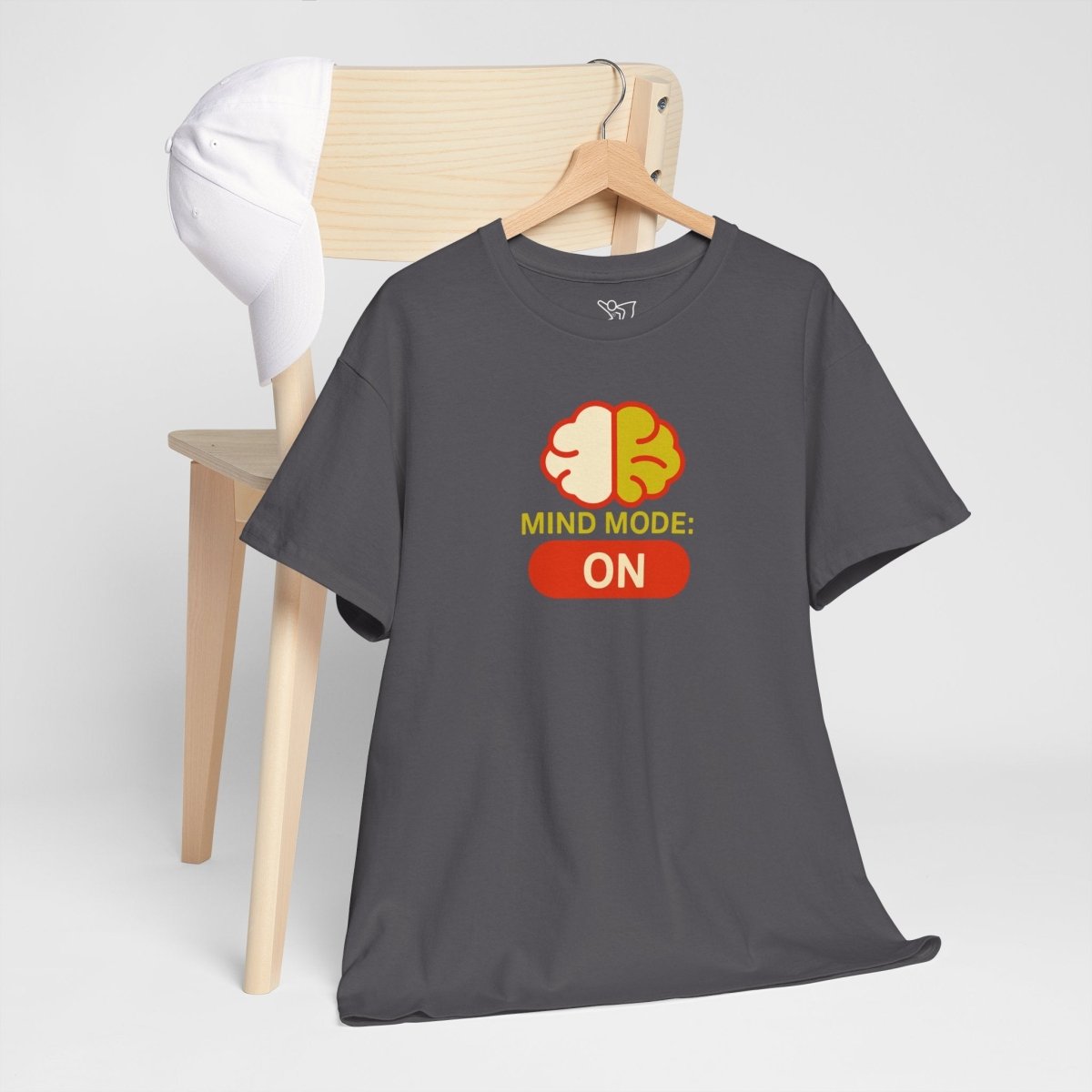 "Mind Mode: ON" Unisex Heavy Cotton Tee, Casual Shirt, Gift for Students, Motivational Apparel, Unique Graphic Tee CW - 1 Yellow Orange - AI Tee Hero