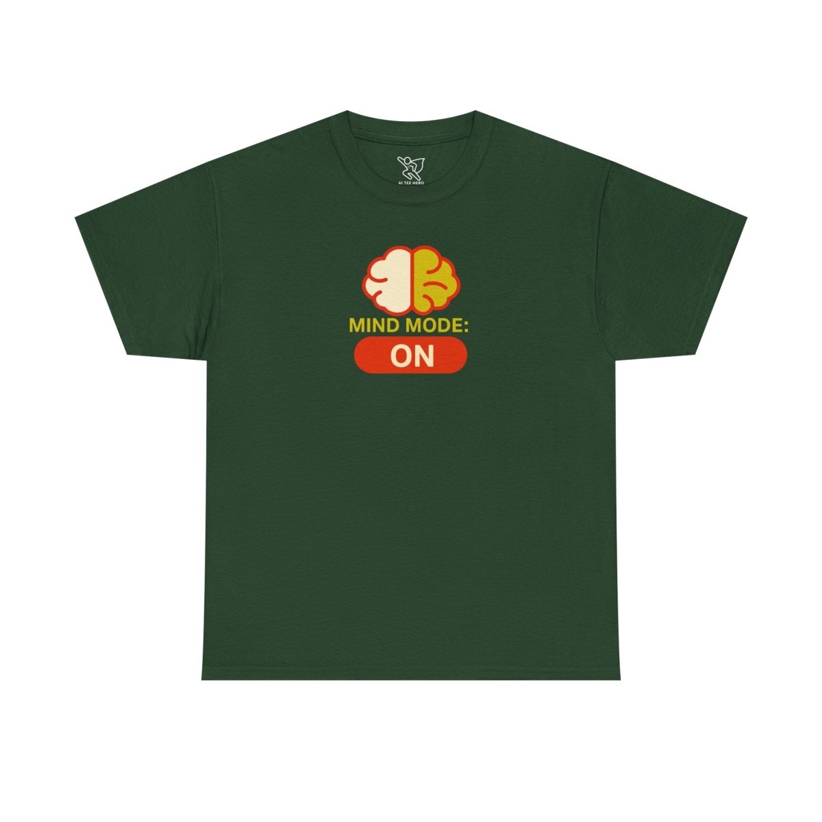 "Mind Mode: ON" Unisex Heavy Cotton Tee, Casual Shirt, Gift for Students, Motivational Apparel, Unique Graphic Tee CW - 1 Yellow Orange - AI Tee Hero