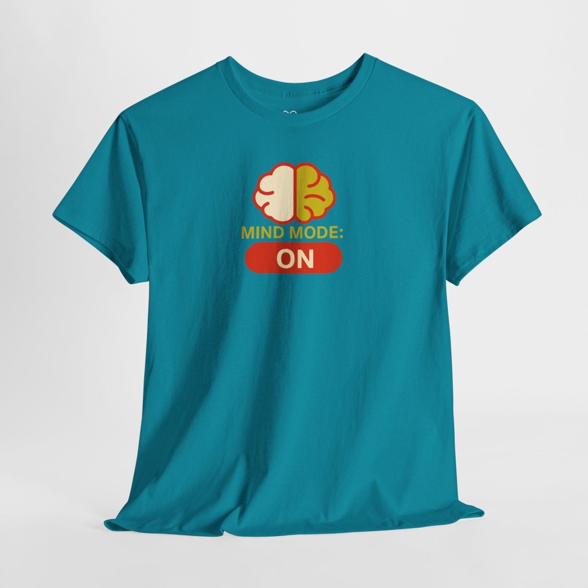 "Mind Mode: ON" Unisex Heavy Cotton Tee, Casual Shirt, Gift for Students, Motivational Apparel, Unique Graphic Tee CW - 1 Yellow Orange - AI Tee Hero