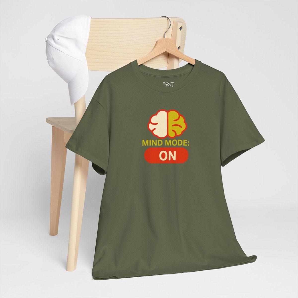"Mind Mode: ON" Unisex Heavy Cotton Tee, Casual Shirt, Gift for Students, Motivational Apparel, Unique Graphic Tee CW - 1 Yellow Orange - AI Tee Hero