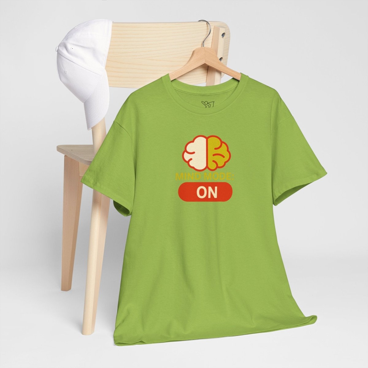 "Mind Mode: ON" Unisex Heavy Cotton Tee, Casual Shirt, Gift for Students, Motivational Apparel, Unique Graphic Tee CW - 1 Yellow Orange - AI Tee Hero