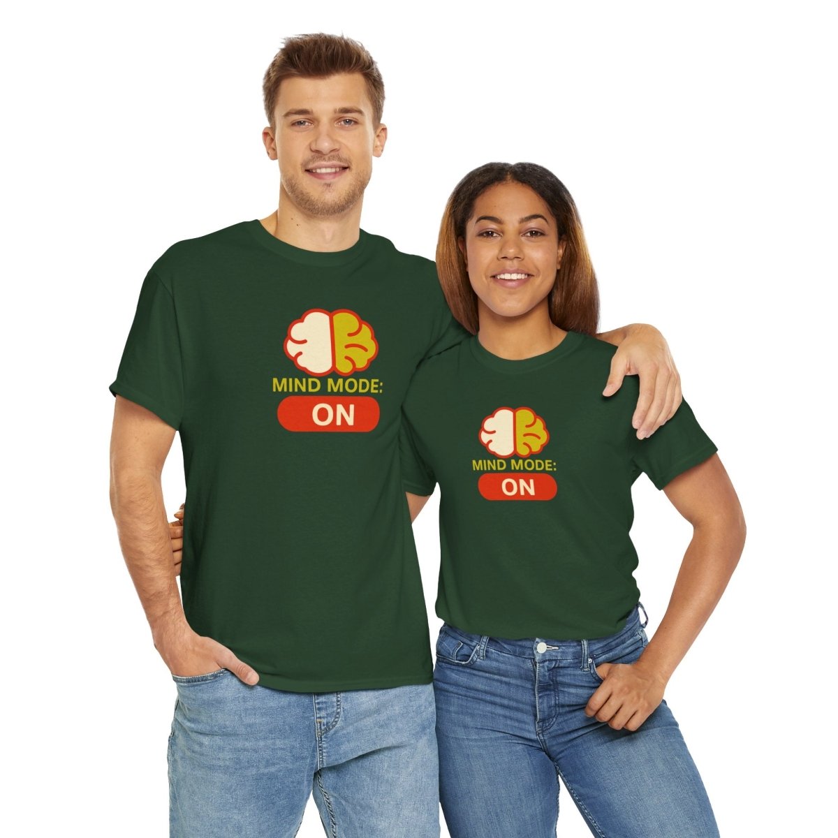 "Mind Mode: ON" Unisex Heavy Cotton Tee, Casual Shirt, Gift for Students, Motivational Apparel, Unique Graphic Tee CW - 1 Yellow Orange - AI Tee Hero