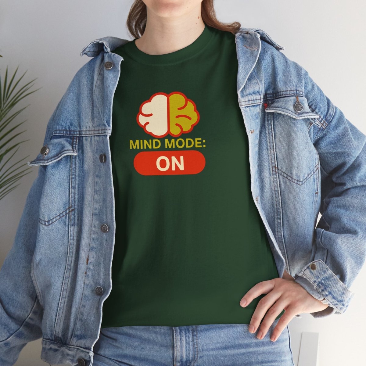 "Mind Mode: ON" Unisex Heavy Cotton Tee, Casual Shirt, Gift for Students, Motivational Apparel, Unique Graphic Tee CW - 1 Yellow Orange - AI Tee Hero