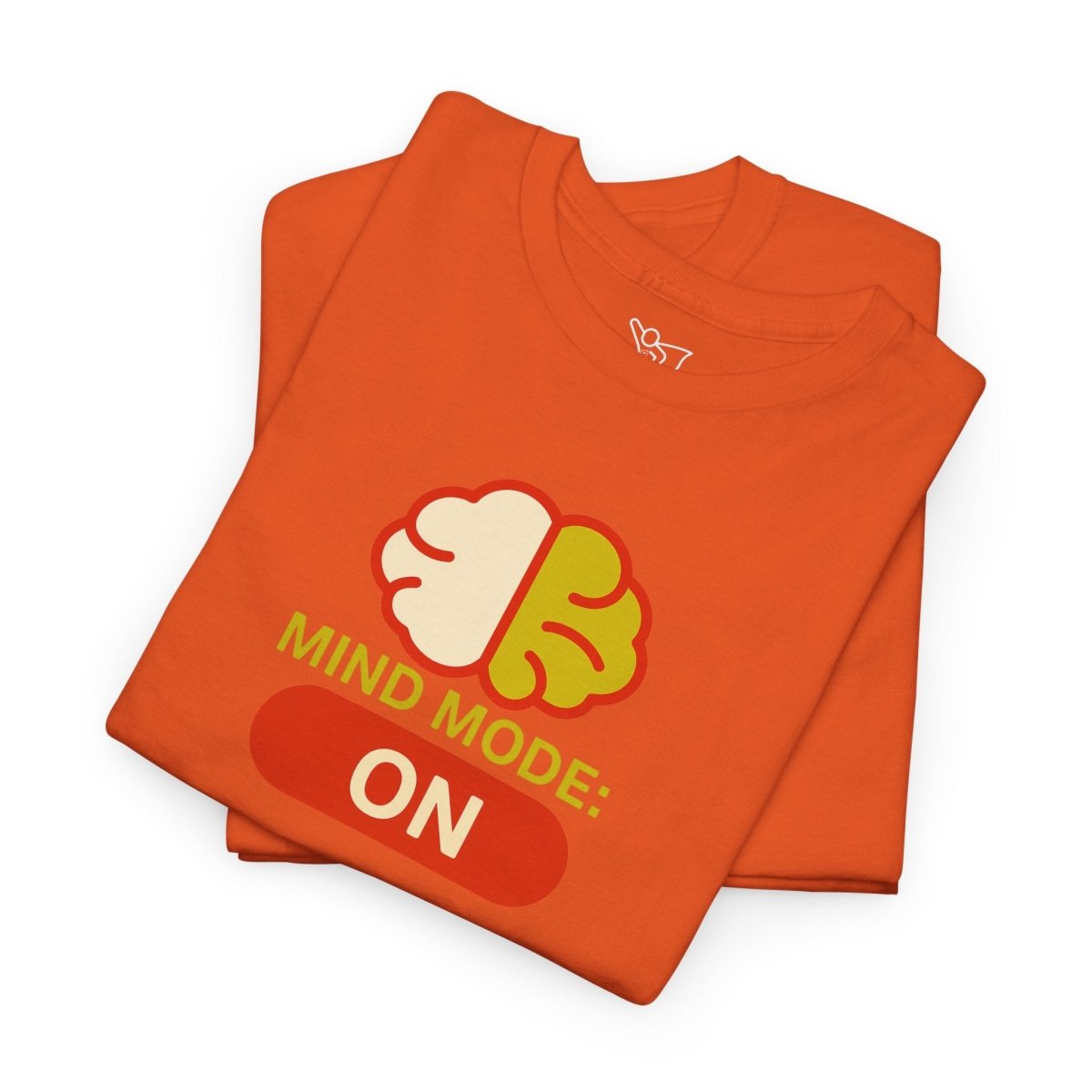 "Mind Mode: ON" Unisex Heavy Cotton Tee, Casual Shirt, Gift for Students, Motivational Apparel, Unique Graphic Tee CW - 1 Yellow Orange - AI Tee Hero
