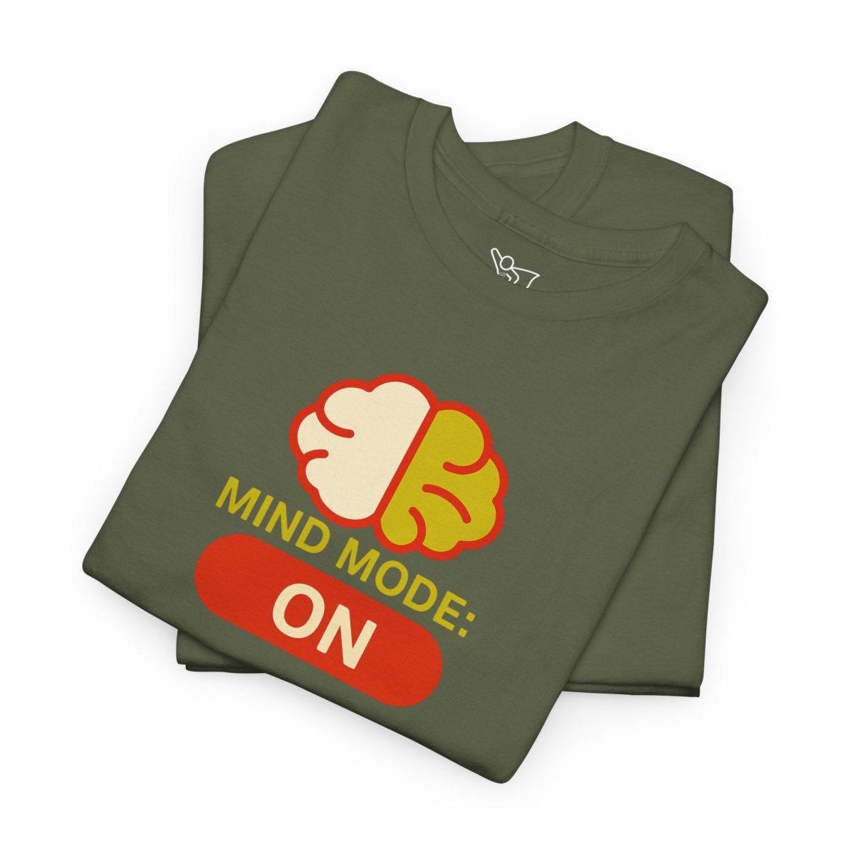 "Mind Mode: ON" Unisex Heavy Cotton Tee, Casual Shirt, Gift for Students, Motivational Apparel, Unique Graphic Tee CW - 1 Yellow Orange - AI Tee Hero