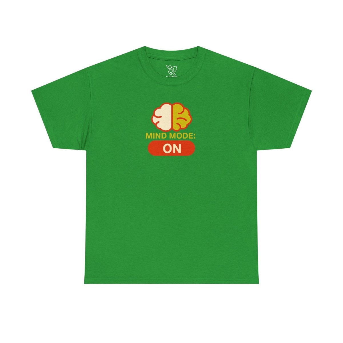 "Mind Mode: ON" Unisex Heavy Cotton Tee, Casual Shirt, Gift for Students, Motivational Apparel, Unique Graphic Tee CW - 1 Yellow Orange - AI Tee Hero
