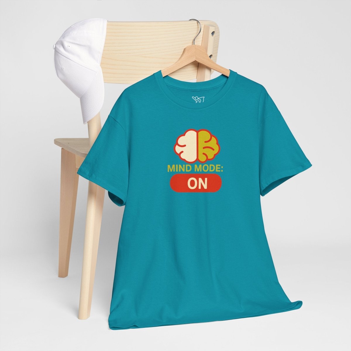 "Mind Mode: ON" Unisex Heavy Cotton Tee, Casual Shirt, Gift for Students, Motivational Apparel, Unique Graphic Tee CW - 1 Yellow Orange - AI Tee Hero