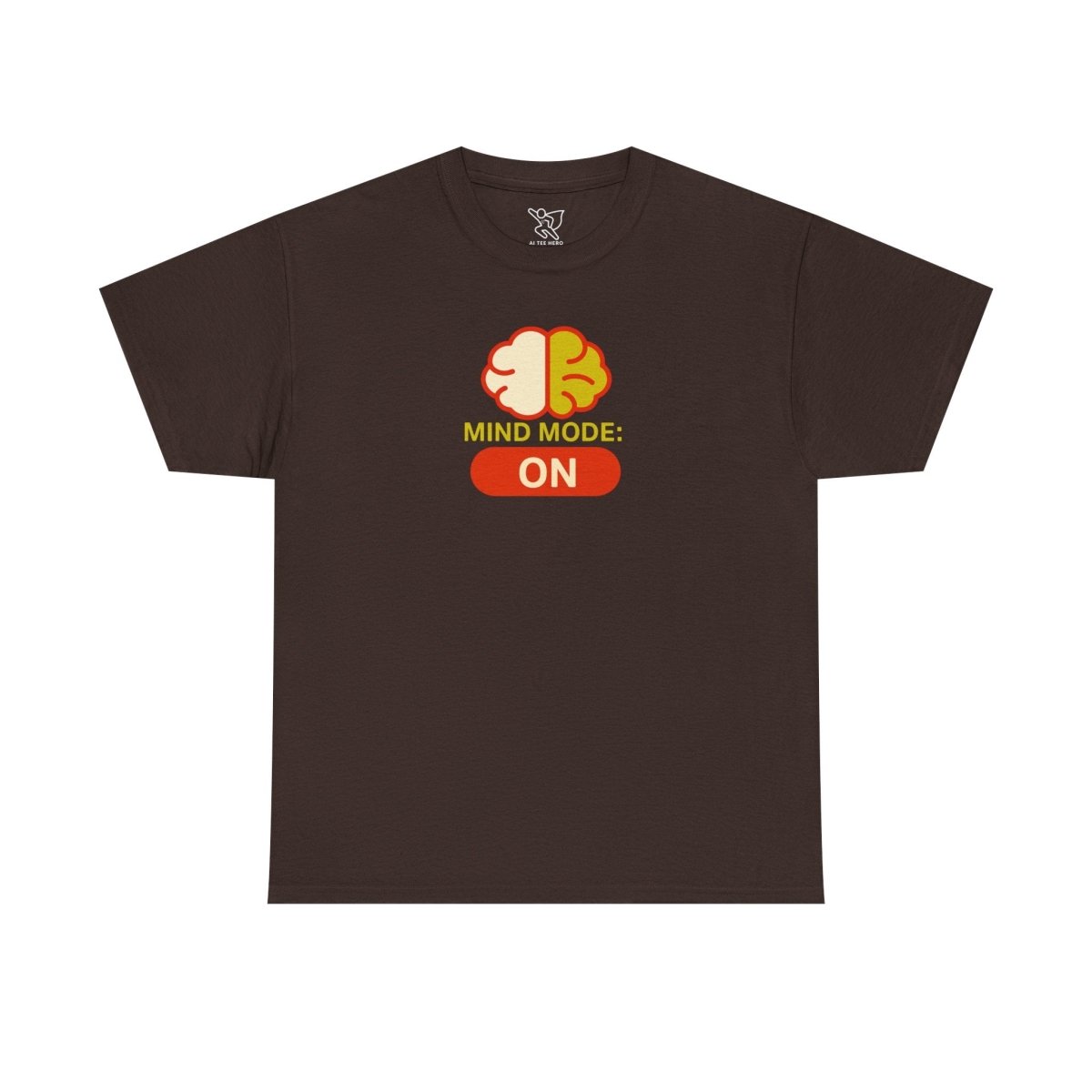 "Mind Mode: ON" Unisex Heavy Cotton Tee, Casual Shirt, Gift for Students, Motivational Apparel, Unique Graphic Tee CW - 1 Yellow Orange - AI Tee Hero