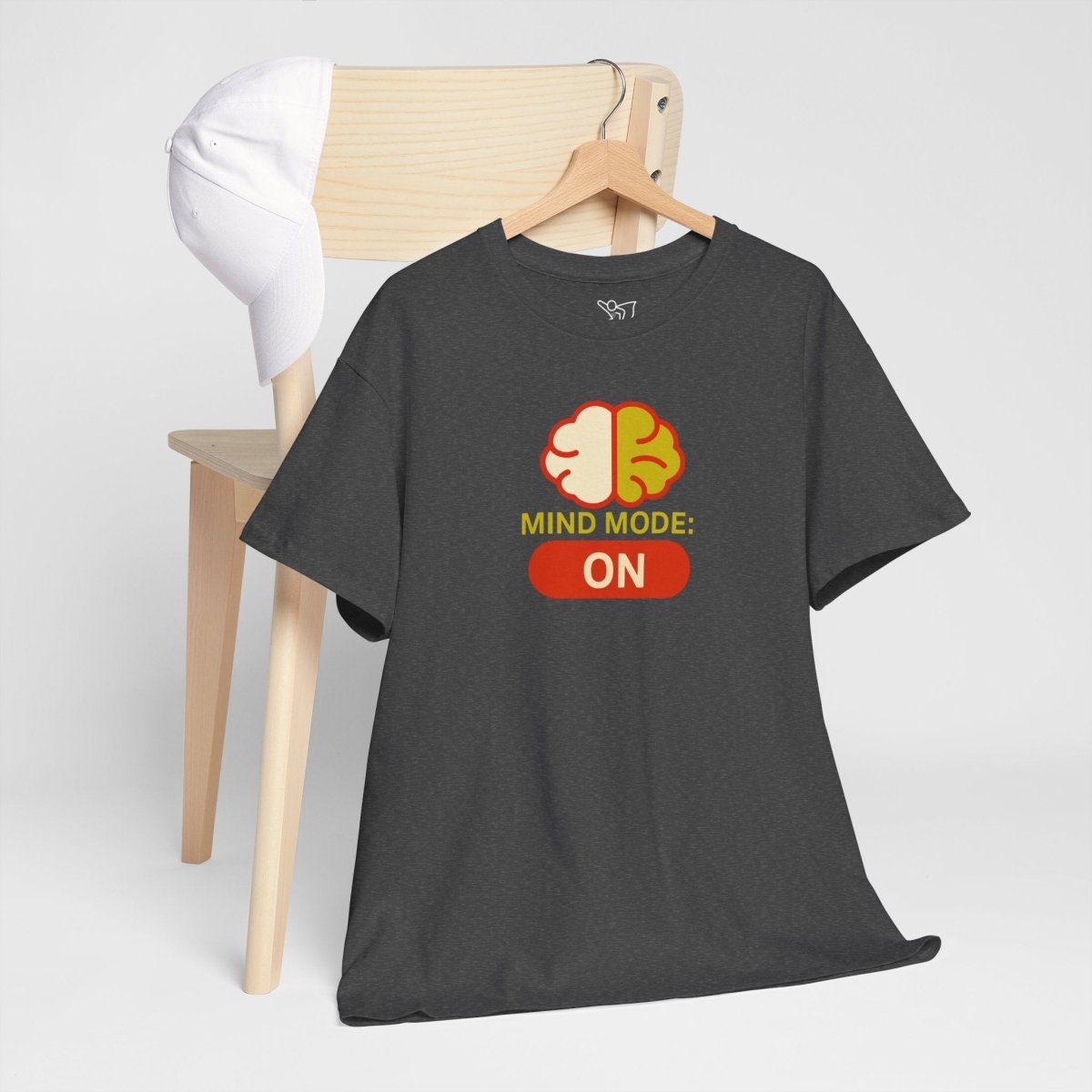 "Mind Mode: ON" Unisex Heavy Cotton Tee, Casual Shirt, Gift for Students, Motivational Apparel, Unique Graphic Tee CW - 1 Yellow Orange - AI Tee Hero