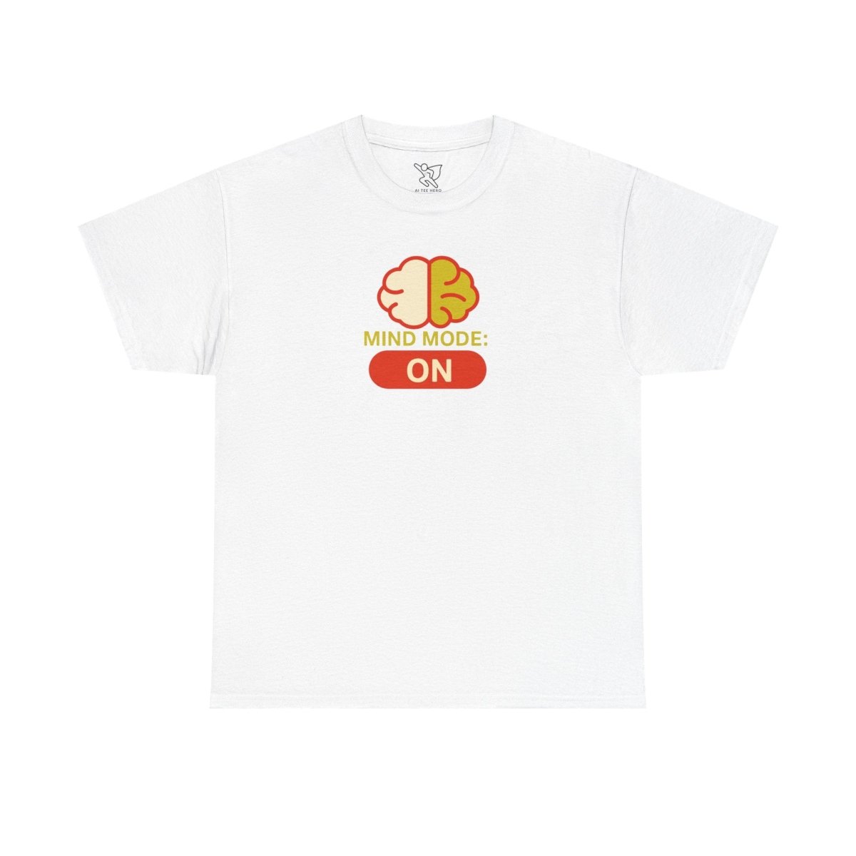 "Mind Mode: ON" Unisex Heavy Cotton Tee, Casual Shirt, Gift for Students, Motivational Apparel, Unique Graphic Tee CW - 1 Yellow Orange - AI Tee Hero