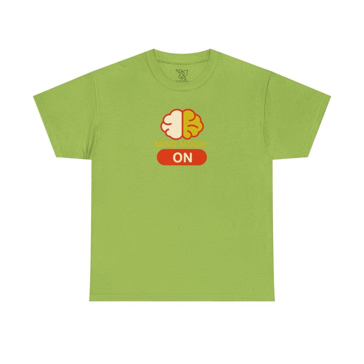 "Mind Mode: ON" Unisex Heavy Cotton Tee, Casual Shirt, Gift for Students, Motivational Apparel, Unique Graphic Tee CW - 1 Yellow Orange - AI Tee Hero