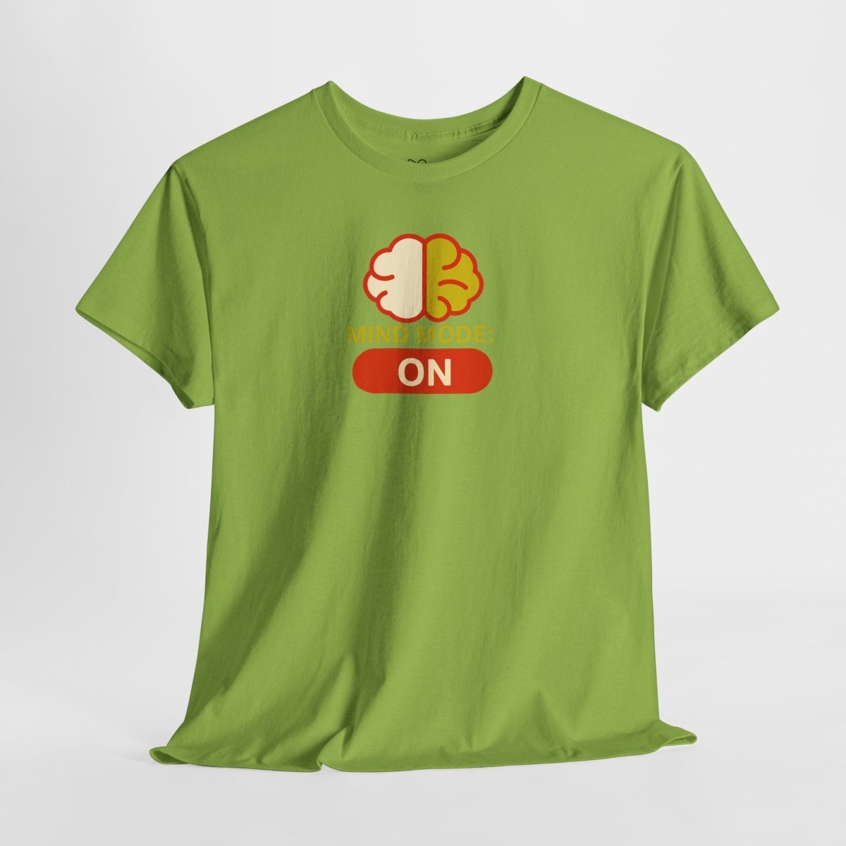 "Mind Mode: ON" Unisex Heavy Cotton Tee, Casual Shirt, Gift for Students, Motivational Apparel, Unique Graphic Tee CW - 1 Yellow Orange - AI Tee Hero