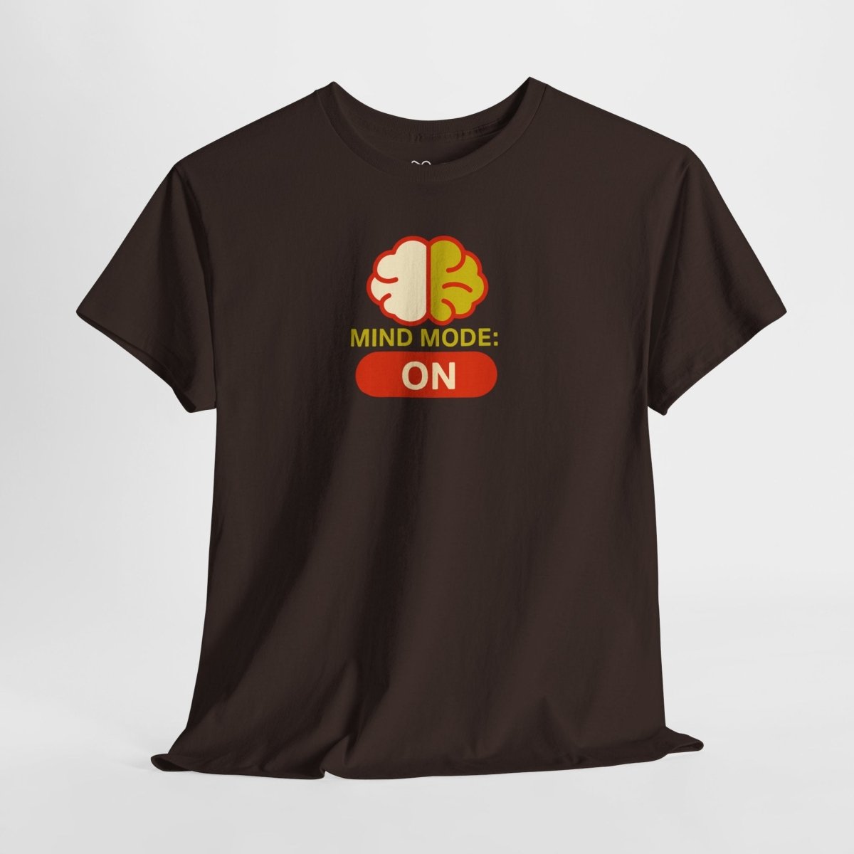 "Mind Mode: ON" Unisex Heavy Cotton Tee, Casual Shirt, Gift for Students, Motivational Apparel, Unique Graphic Tee CW - 1 Yellow Orange - AI Tee Hero