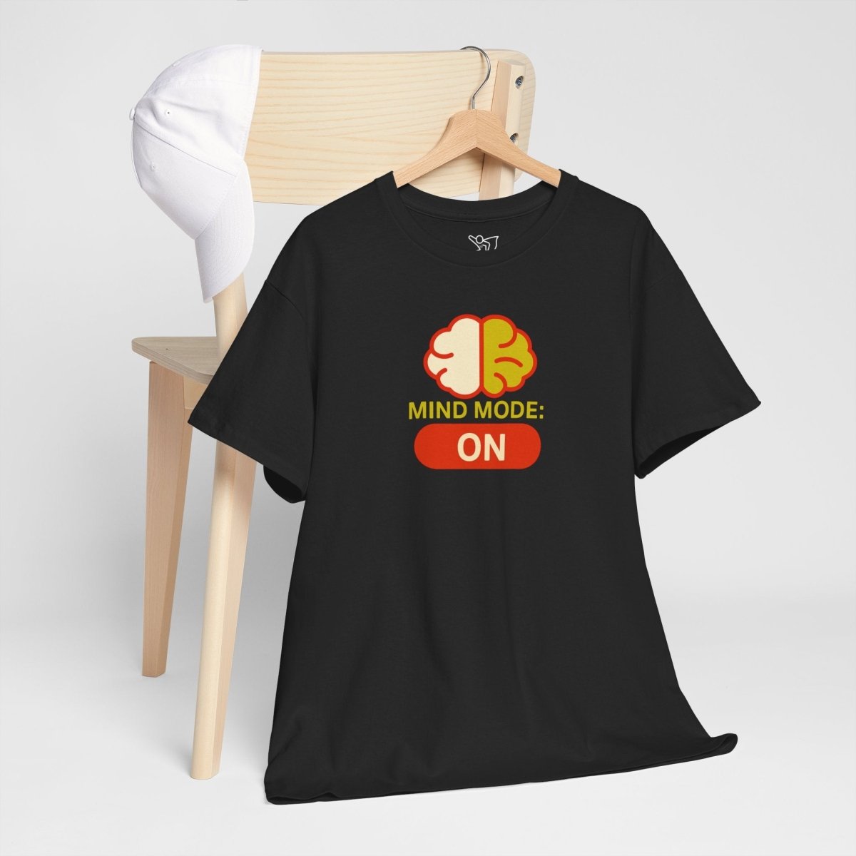 "Mind Mode: ON" Unisex Heavy Cotton Tee, Casual Shirt, Gift for Students, Motivational Apparel, Unique Graphic Tee CW - 1 Yellow Orange - AI Tee Hero