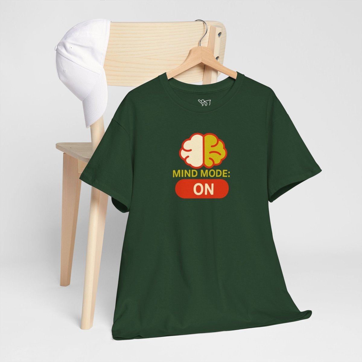 "Mind Mode: ON" Unisex Heavy Cotton Tee, Casual Shirt, Gift for Students, Motivational Apparel, Unique Graphic Tee CW - 1 Yellow Orange - AI Tee Hero