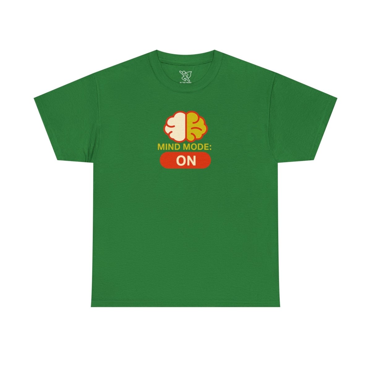 "Mind Mode: ON" Unisex Heavy Cotton Tee, Casual Shirt, Gift for Students, Motivational Apparel, Unique Graphic Tee CW - 1 Yellow Orange - AI Tee Hero