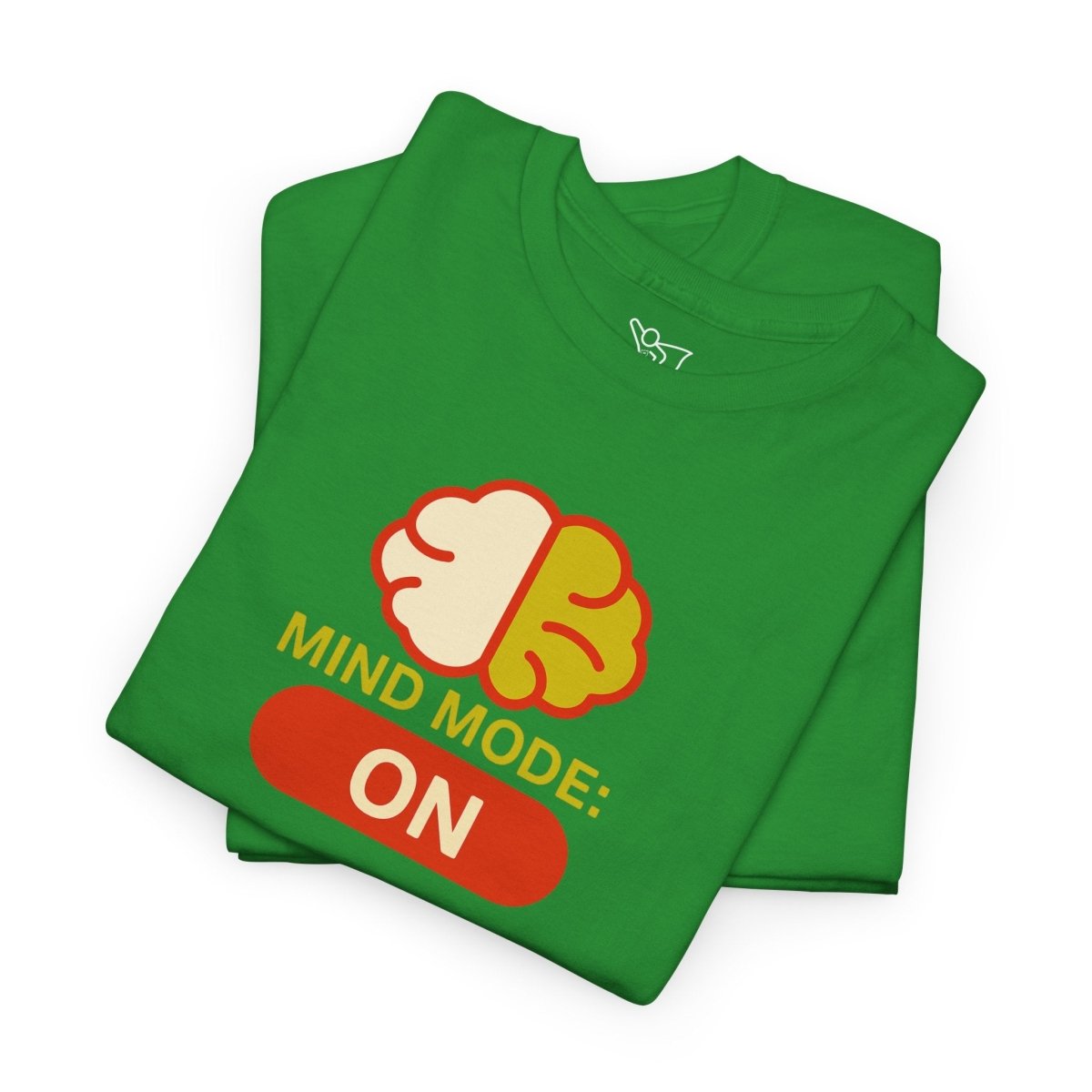 "Mind Mode: ON" Unisex Heavy Cotton Tee, Casual Shirt, Gift for Students, Motivational Apparel, Unique Graphic Tee CW - 1 Yellow Orange - AI Tee Hero