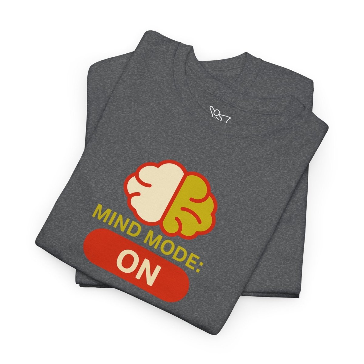 "Mind Mode: ON" Unisex Heavy Cotton Tee, Casual Shirt, Gift for Students, Motivational Apparel, Unique Graphic Tee CW - 1 Yellow Orange - AI Tee Hero