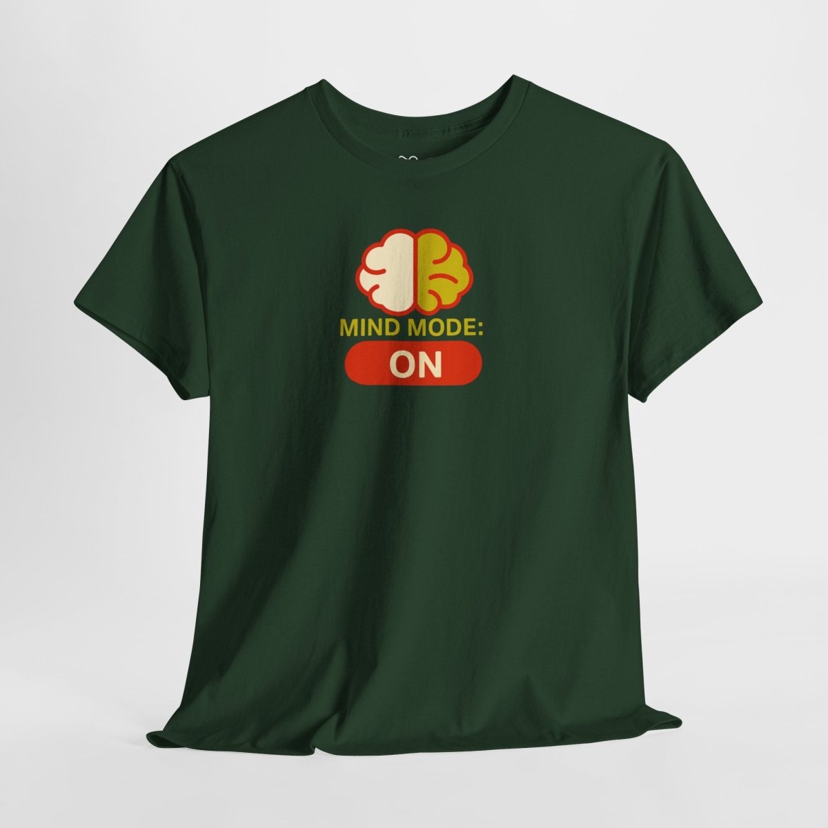 "Mind Mode: ON" Unisex Heavy Cotton Tee, Casual Shirt, Gift for Students, Motivational Apparel, Unique Graphic Tee CW - 1 Yellow Orange - AI Tee Hero