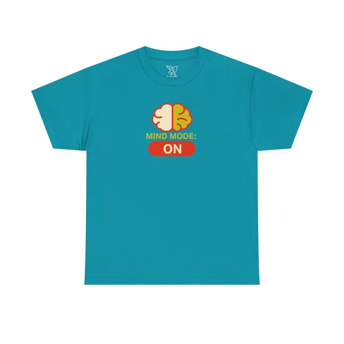 "Mind Mode: ON" Unisex Heavy Cotton Tee, Casual Shirt, Gift for Students, Motivational Apparel, Unique Graphic Tee CW - 1 Yellow Orange - AI Tee Hero