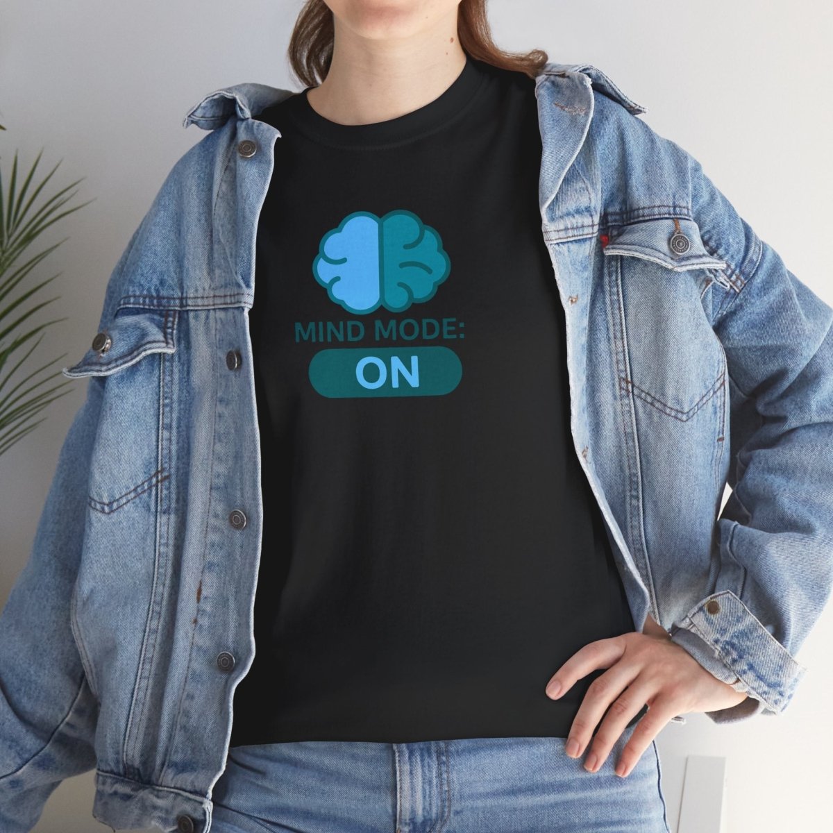 "Mind Mode: ON" Unisex Heavy Cotton Tee, Casual Shirt, Gift for Students, Motivational Apparel, Unique Graphic Tee CW - 2 Teal - AI Tee Hero