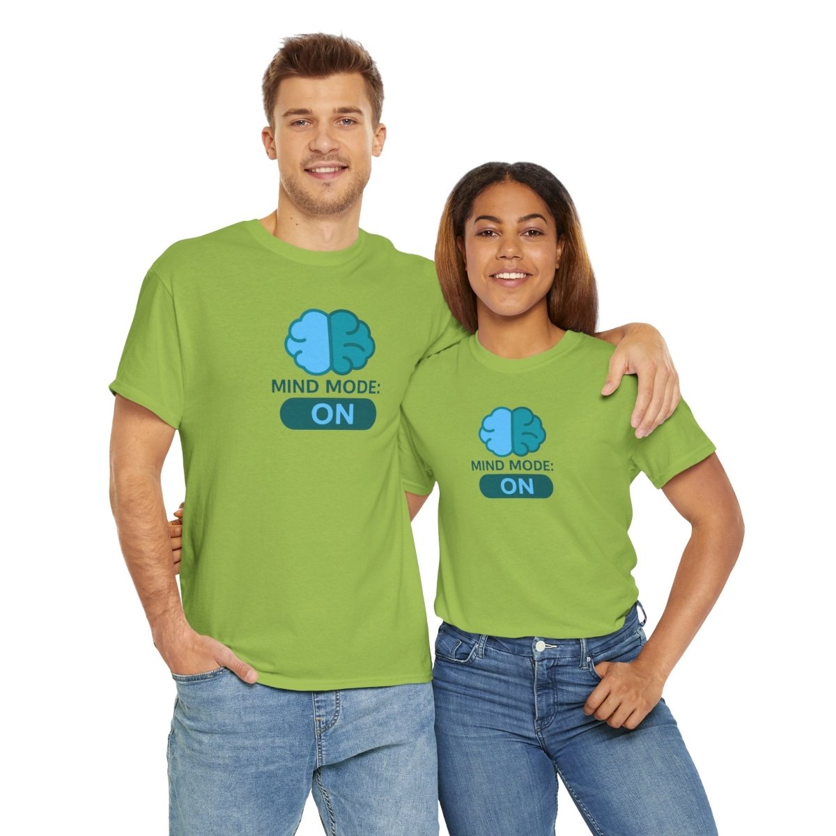 "Mind Mode: ON" Unisex Heavy Cotton Tee, Casual Shirt, Gift for Students, Motivational Apparel, Unique Graphic Tee CW - 2 Teal - AI Tee Hero