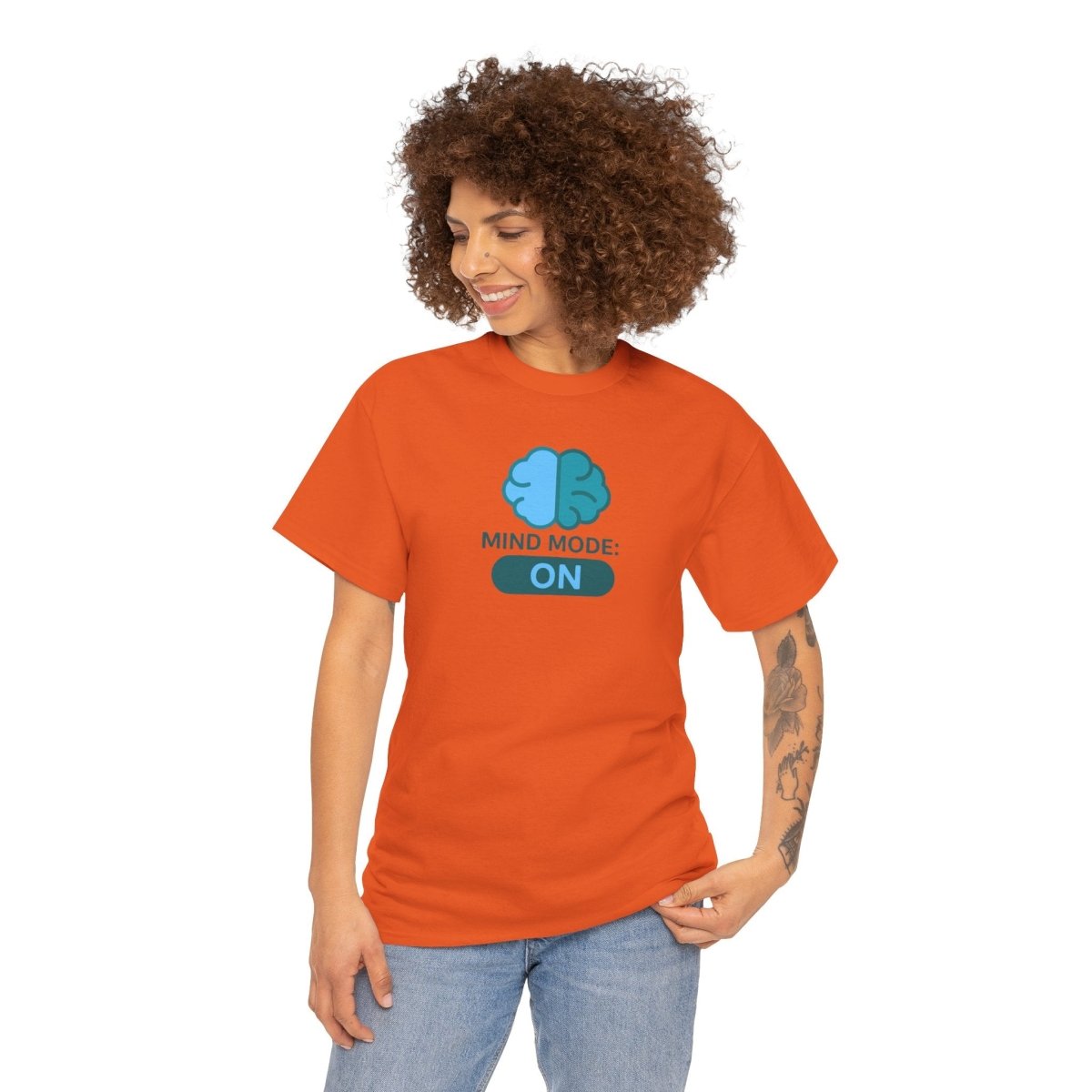 "Mind Mode: ON" Unisex Heavy Cotton Tee, Casual Shirt, Gift for Students, Motivational Apparel, Unique Graphic Tee CW - 2 Teal - AI Tee Hero