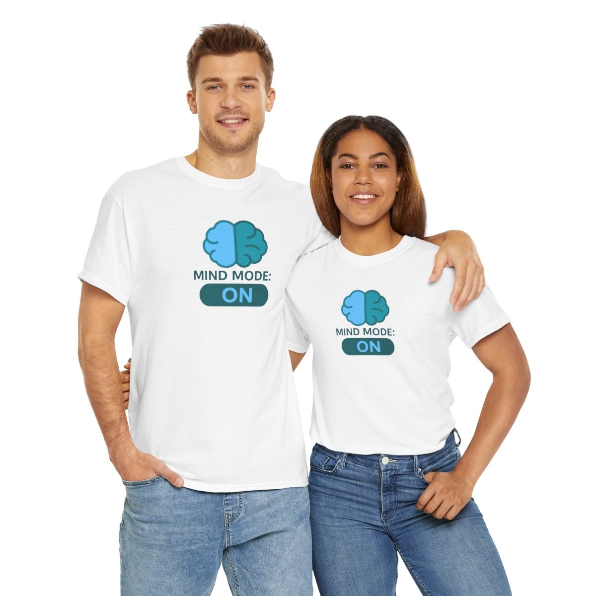 "Mind Mode: ON" Unisex Heavy Cotton Tee, Casual Shirt, Gift for Students, Motivational Apparel, Unique Graphic Tee CW - 2 Teal - AI Tee Hero
