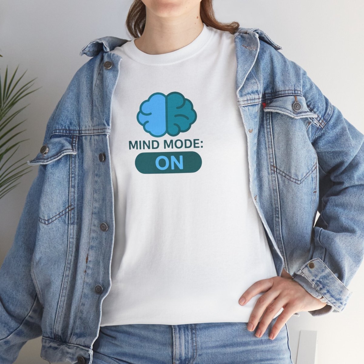 "Mind Mode: ON" Unisex Heavy Cotton Tee, Casual Shirt, Gift for Students, Motivational Apparel, Unique Graphic Tee CW - 2 Teal - AI Tee Hero