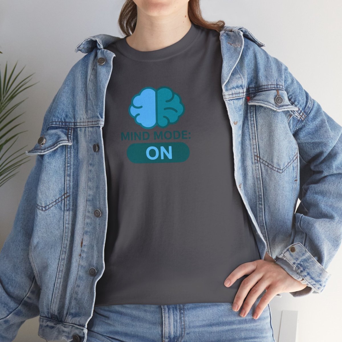 "Mind Mode: ON" Unisex Heavy Cotton Tee, Casual Shirt, Gift for Students, Motivational Apparel, Unique Graphic Tee CW - 2 Teal - AI Tee Hero