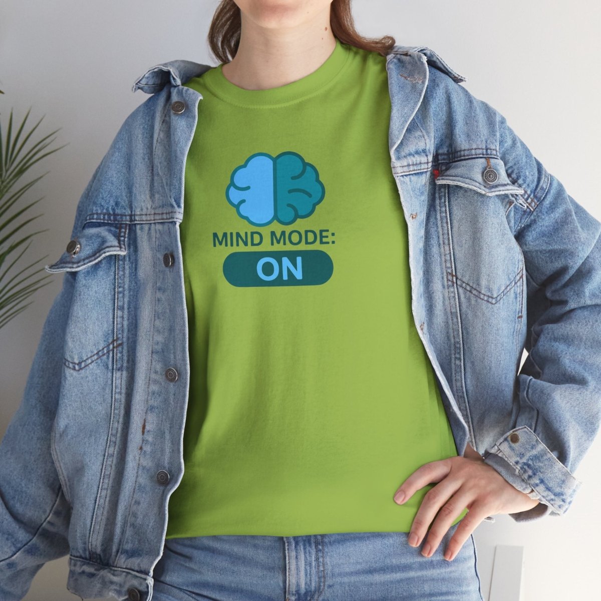 "Mind Mode: ON" Unisex Heavy Cotton Tee, Casual Shirt, Gift for Students, Motivational Apparel, Unique Graphic Tee CW - 2 Teal - AI Tee Hero