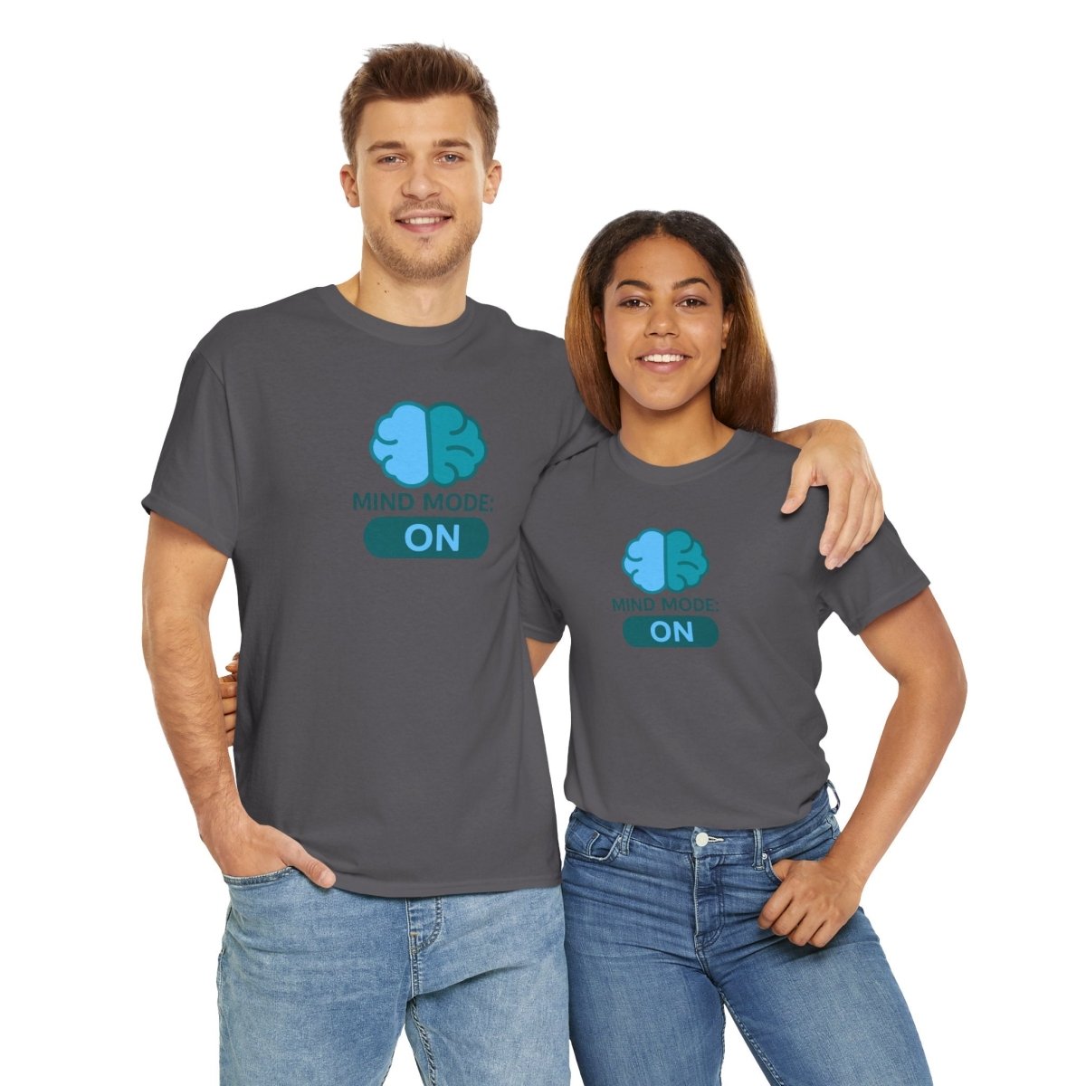 "Mind Mode: ON" Unisex Heavy Cotton Tee, Casual Shirt, Gift for Students, Motivational Apparel, Unique Graphic Tee CW - 2 Teal - AI Tee Hero