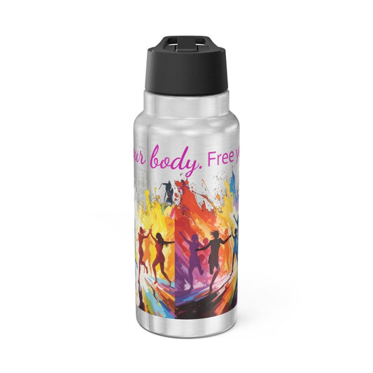 "Move Your Body. Free Your Mind." Vibrant Dance Gator Tumbler, 32oz | Motivational Water Bottle for Fitness, Dance Lovers, Active Lifestyle, Unique Gift, Hydration Must - Have MINDSet - AI Tee Hero